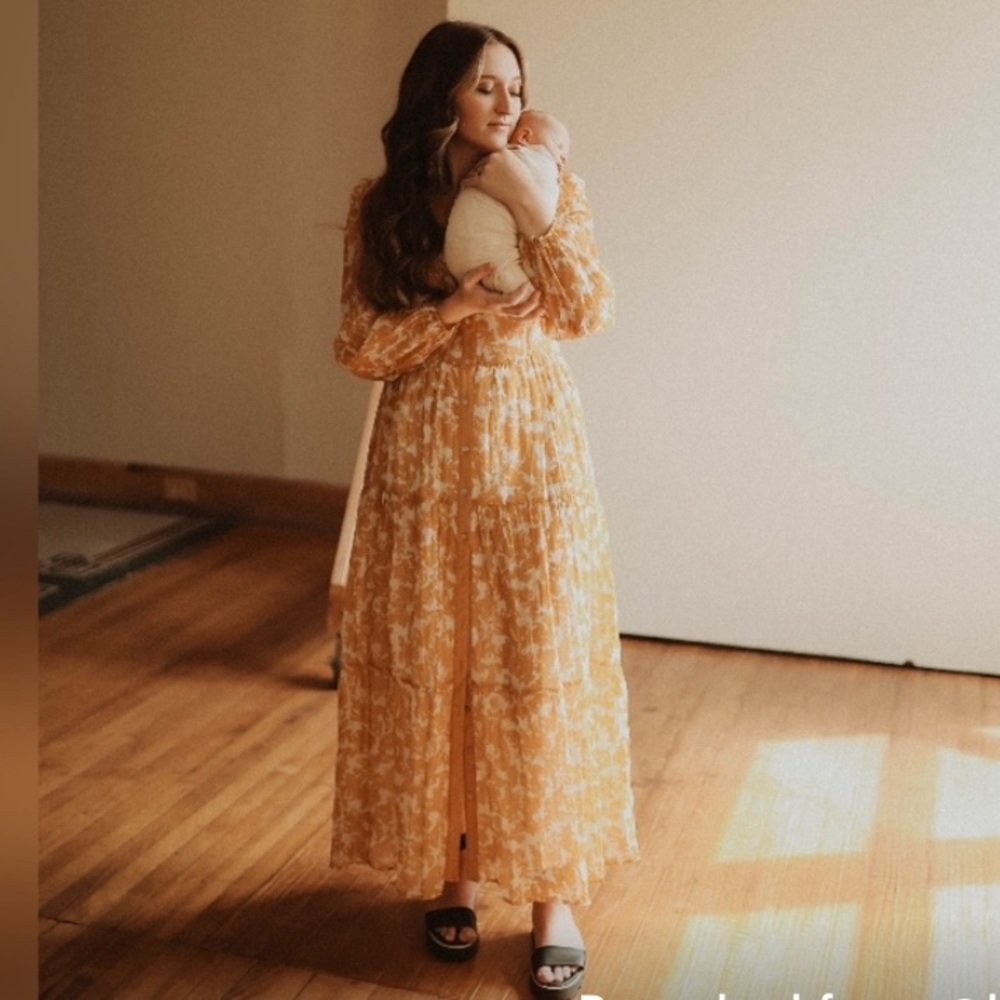 Roolee | Yellow & White | Floral Long Sleeve Maxi Dress